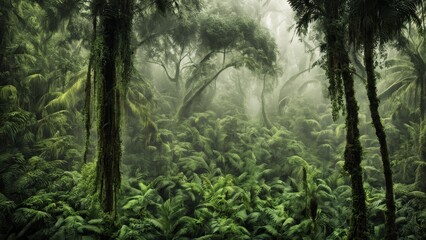 Obraz premium misty morning in the forest