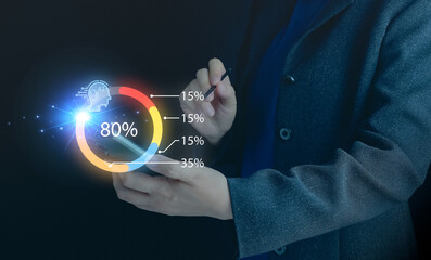 Ai, artificial intelligence technology, digital transormation. Businessman hold ai icon on hand. Concept of automation, machine learning, modern interface, network connection, cyberspace system.