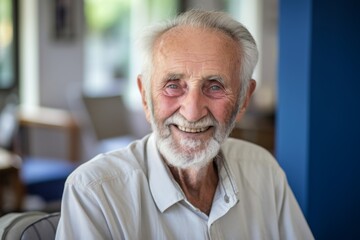 Portrait of a smiling senior Caucasian man in nursing home