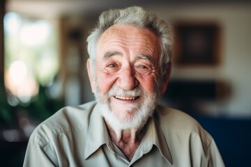 Portrait of a smiling senior Caucasian man in nursing home