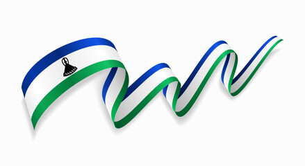 Lesotho flag wavy abstract background. Vector illustration.