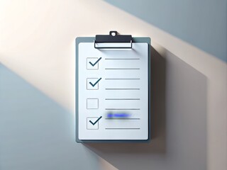 Minimalist instructional illustration of a step-by-step checklist on a clean and simple background featuring a subtle grid pattern, with 3D shadow effects to create a sense of depth and dimension.