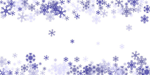 Abstract winter background from snowflakes blown by the wind on a white checkered background.  decorative winter background with hand drawn snowflakes, snow, stars, design elements