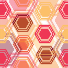 Modern op art striped abstract background. Vector illustration. Color triangles seamless pattern. Retro Vintage Groovy Colorful Multicolor Hexagons Geometric Seamless Repeat Pattern Design Print  Vect