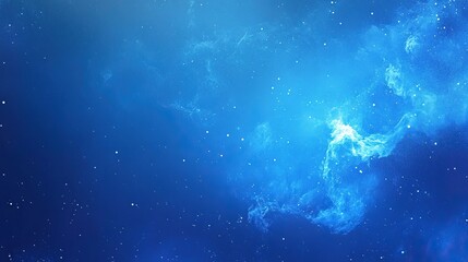 Stunning blue cosmic background illustrates a galactic scene filled with stars and ethereal nebulae, perfect for various designs.