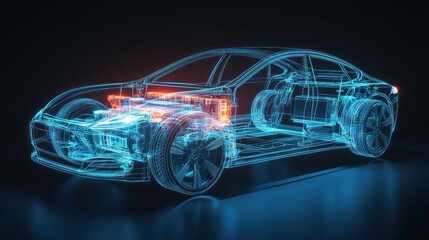 Wireframe of an Electric Car