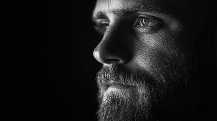 Contemplative Man in Black and White
