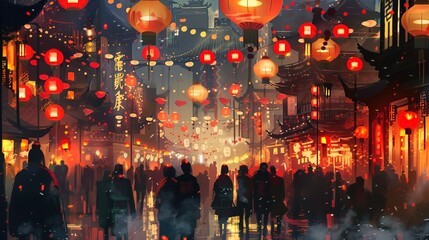 Fototapeta premium Chinese new year lantern wallpaper