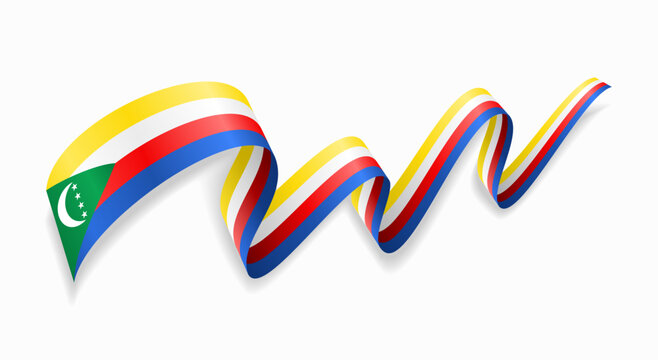Comoros flag wavy abstract background. Vector illustration.