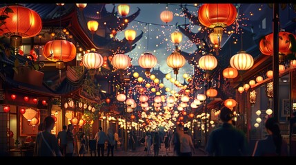 Obraz premium Chinese new year lantern wallpaper