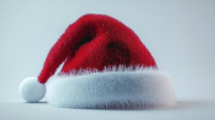 A red Santa hat with a white pompom, Christmas, Holidays, isolated, white background, generative ai