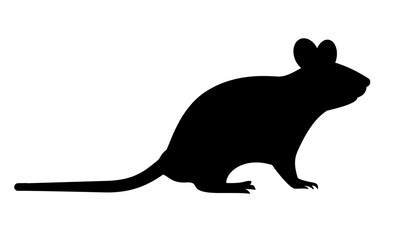 Mouse vector silhouette isolated on white background