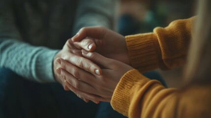 Emotional support close-up, hands offering a comforting gesture during an intense emotional conversation.