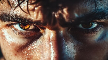 Focused eyes during a high-intensity workout, close-up of determination and energy, [exercise motivation], [fitness workout].