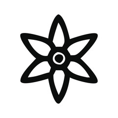 Simple Flower icon, black Flower isolated on white, vector illustration