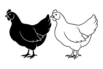 Hen silhouette vector icon on white background.