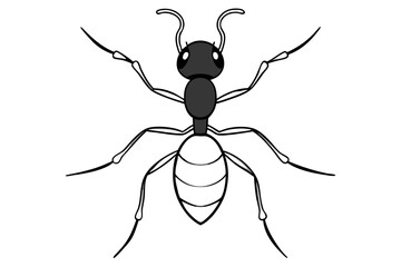A ant silhouette vector icon on white background.
