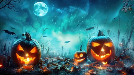 Naklejka premium Spooky halloween wallpaper