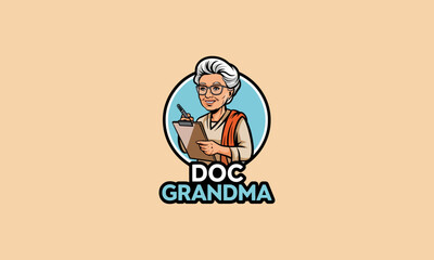 Grandma doctor illustration with clipboard and glasses