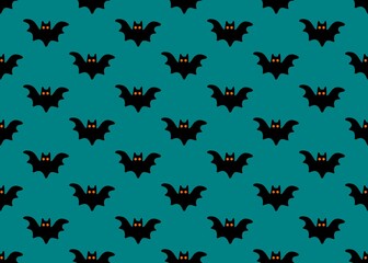 Halloween postcard black bats. Halloween background with bats. Halloween night. Black bats on an blue background. Pattern with bats. Autumn mood. terribly. Boo