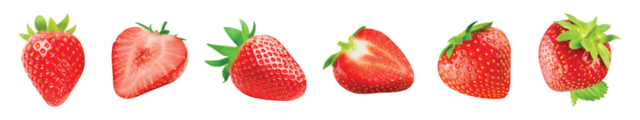 Strawberries of different shapes, vector illustration.