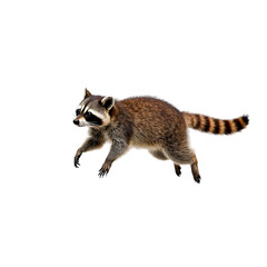 jumping raccoon ,isolated on white background , transparent png image