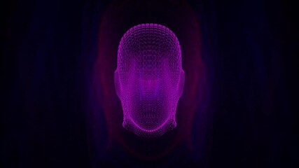 Wireframe Human Head on Dark Background - Powered by Adobe