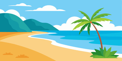 Fototapeta na wymiar beach with palm trees