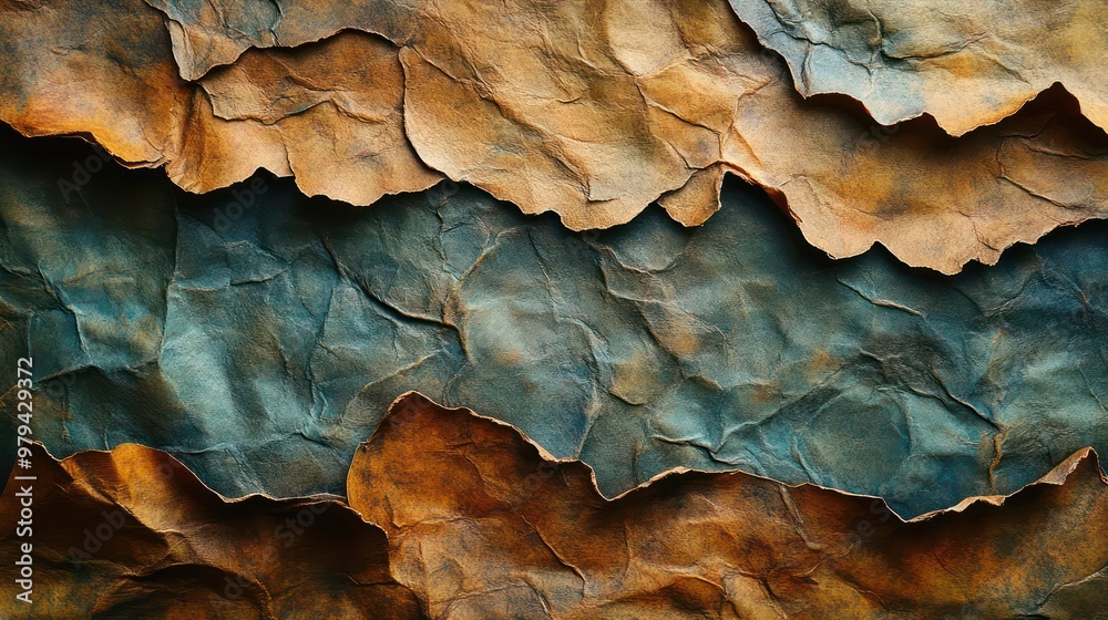 Poster a piece of paper with a brown and blue pattern