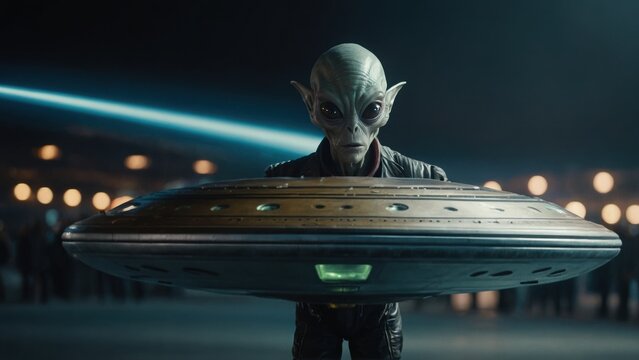 Alien arrival is marked by a futuristic saucer creating a dramatic and memorable visual experience