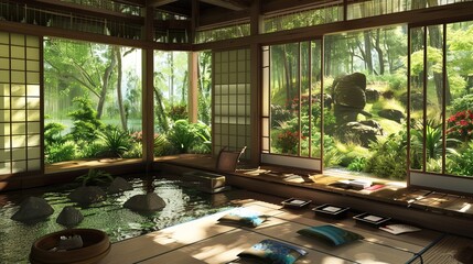 Fototapeta premium Japanese teahouse wallpaper