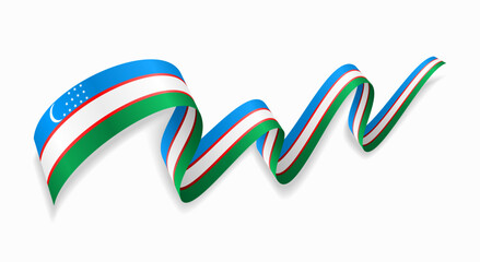 Uzbekistani flag wavy abstract background. Vector illustration.