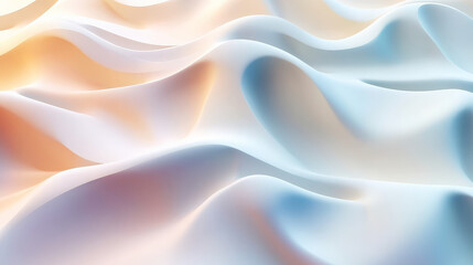 Obraz premium A dynamic 3D abstract wave pattern, featuring soft, fluid curves in pastel hues, flowing smoothly across a minimal white background with gentle shadows for depth.