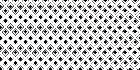 Black and white vector seamless pattern with small diamonds , star shapes ,rhombuses .Abstract black and white geometric texture .Simple minimal wide repeat background .