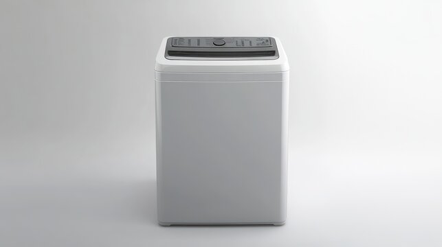 washing machine is retro-inspired with modern touches, featuring simple controls and a compact, boxy shape.
