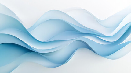 Obraz premium A minimalist 3D wave design in soft blue tones, with smooth undulating shapes creating a serene and abstract composition on a clean white background.