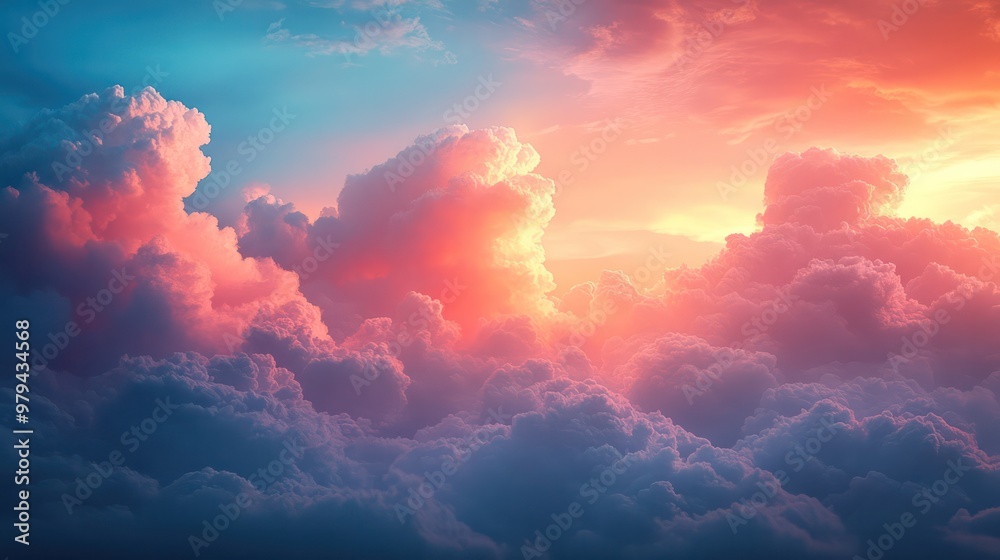 Aufkleber the sky is filled with clouds of different colors, creating a beautiful