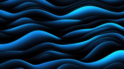 Obraz premium Glowing Blue Waves on Black Background, a captivating visual of luminous blue waves that pulse with energy, creating a dynamic contrast against a deep black backdrop.