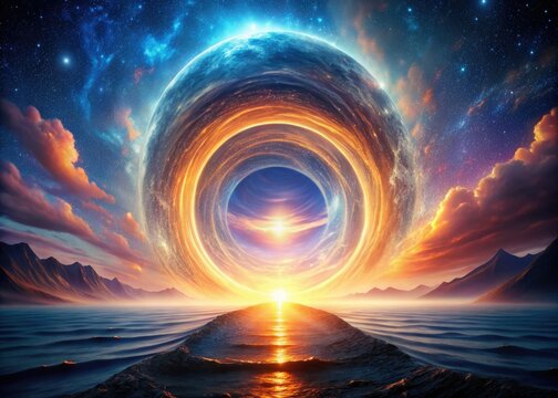 Glowing vortex dimensional portal horizon