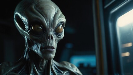 Alien descends from space with a sleek and futuristic saucer creating a striking visual display