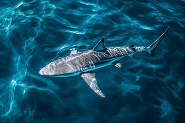 Obraz premium Shark swimming in azure waters