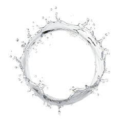 Circular splash of water creates an intense ring effect on a transparent background for creative design applications