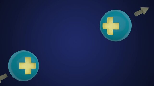 Like charge repel and opposite charge attract animation