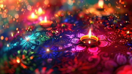 Obraz premium Diwali light and firework celebration