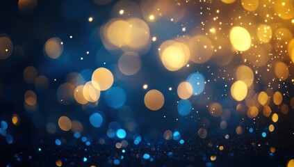 Abstract Bokeh Background with Blue and Yellow Lights