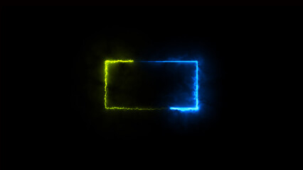 Neon Light glowing shape illustration in retro style. Abstract fire beautiful color neon light rectangle illustration background
