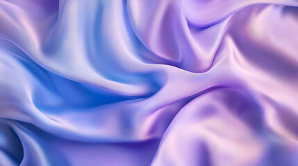 Obraz premium Abstract folds of silky fabric in pastel tones of lavender and sky blue, with gentle curves and soft shadows creating a flowing, dynamic texture.