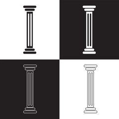 Column pedestal or pillar foundation vector icon for apps and websites.  isolated on white and black background. Vector illustration. EPS 10