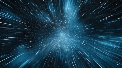 Abstract futuristic starfield with blue light streaks in outer space concept