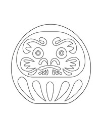 Coloring page. Outline vector illustration of Japanese Daruma doll with two eyes